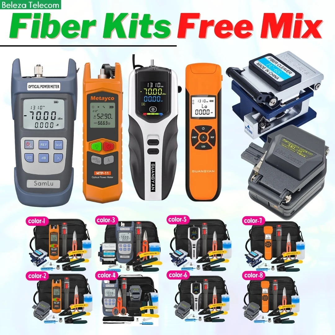 Hot sell Fiber Optic FTTH Tool Kit Free Mix -70~6dBm OPM MTP-11 Komshine Cleaver FC-6S AUA-6S SKL-6C VFL 10MW DIY Multi Options