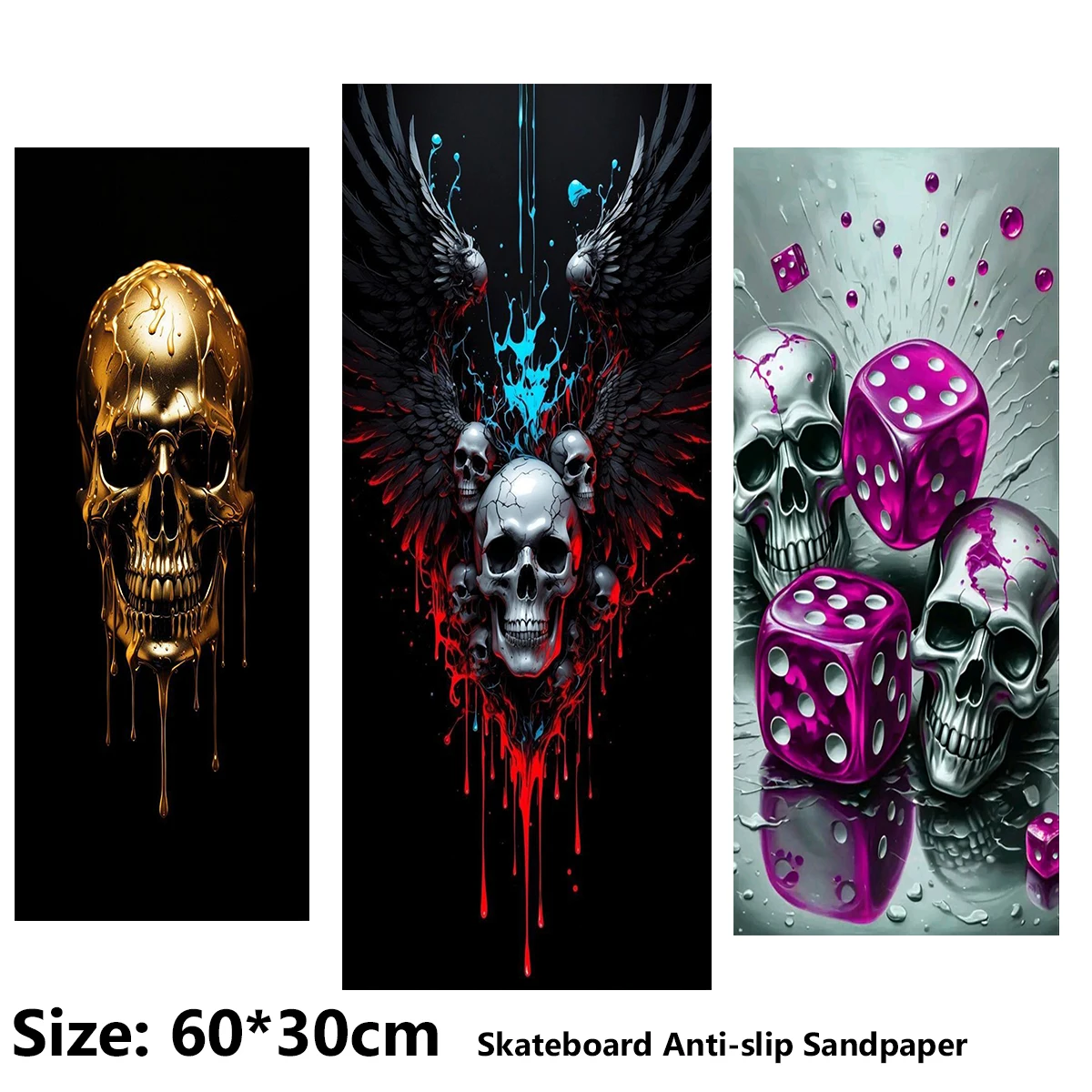 

Крылья фиолетовое сито с рисунком черепа, противоскользящая наклейка для электрического скутера, наждачная бумага, лента для скейтборда, лист 60*30 см