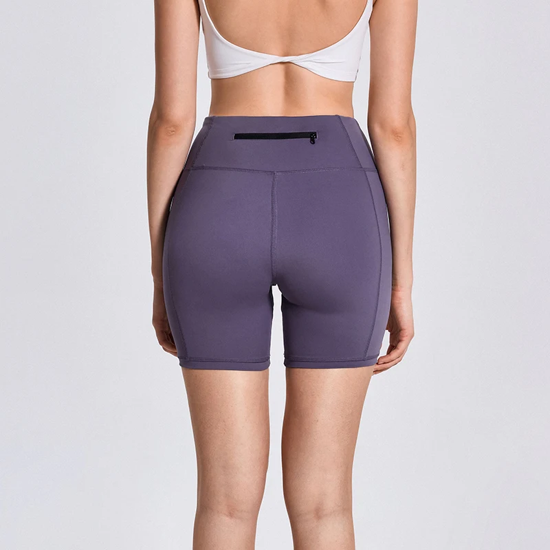 Spring Summer New Thin High-waisted Tight-fitting Peach-drying Gym Fitness Cycling Pants Yoga Shorts with Nude Europe America