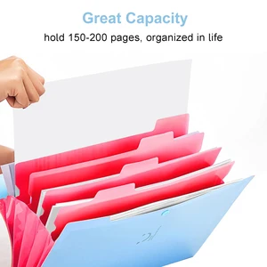 Multi-Layer Folder Button File Bag, Five Grid Organ Bag, Great Capacity, Simple Korean Office Station, A4 file bag 8 Main Sales A4 - №6