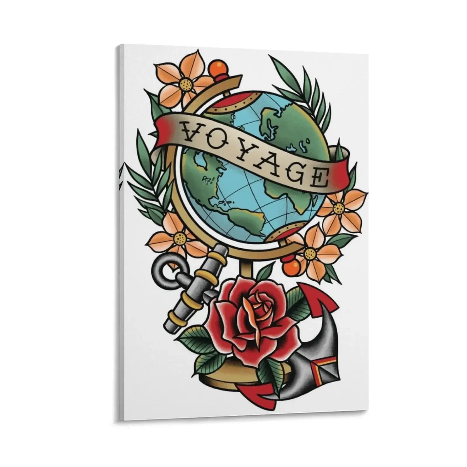 

Voyage Globe Traditional Tattoo design Canvas Painting Decoration decorative items for home living room decoration