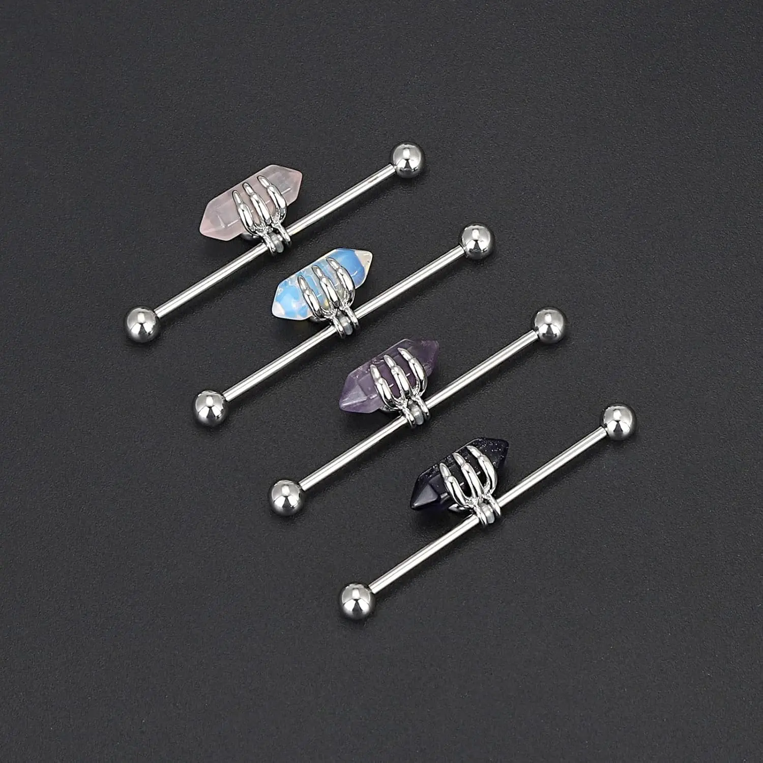 1/4 Pcs 14G Industrial Barbell Ear Bridge Stainless Steel Industrial Piercing Bar Earring Cartilage Piercing Jewelry 38mm