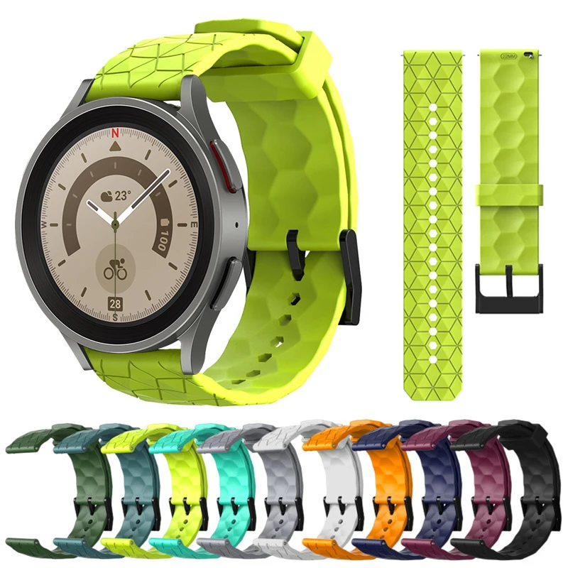 20mm 22mm Silicone Strap for Samsung Galaxy Watch 5 Pro 4 Classic 44 40mm 42mm 46mm Huawei GT 2/3 Football Pattern Sport Band