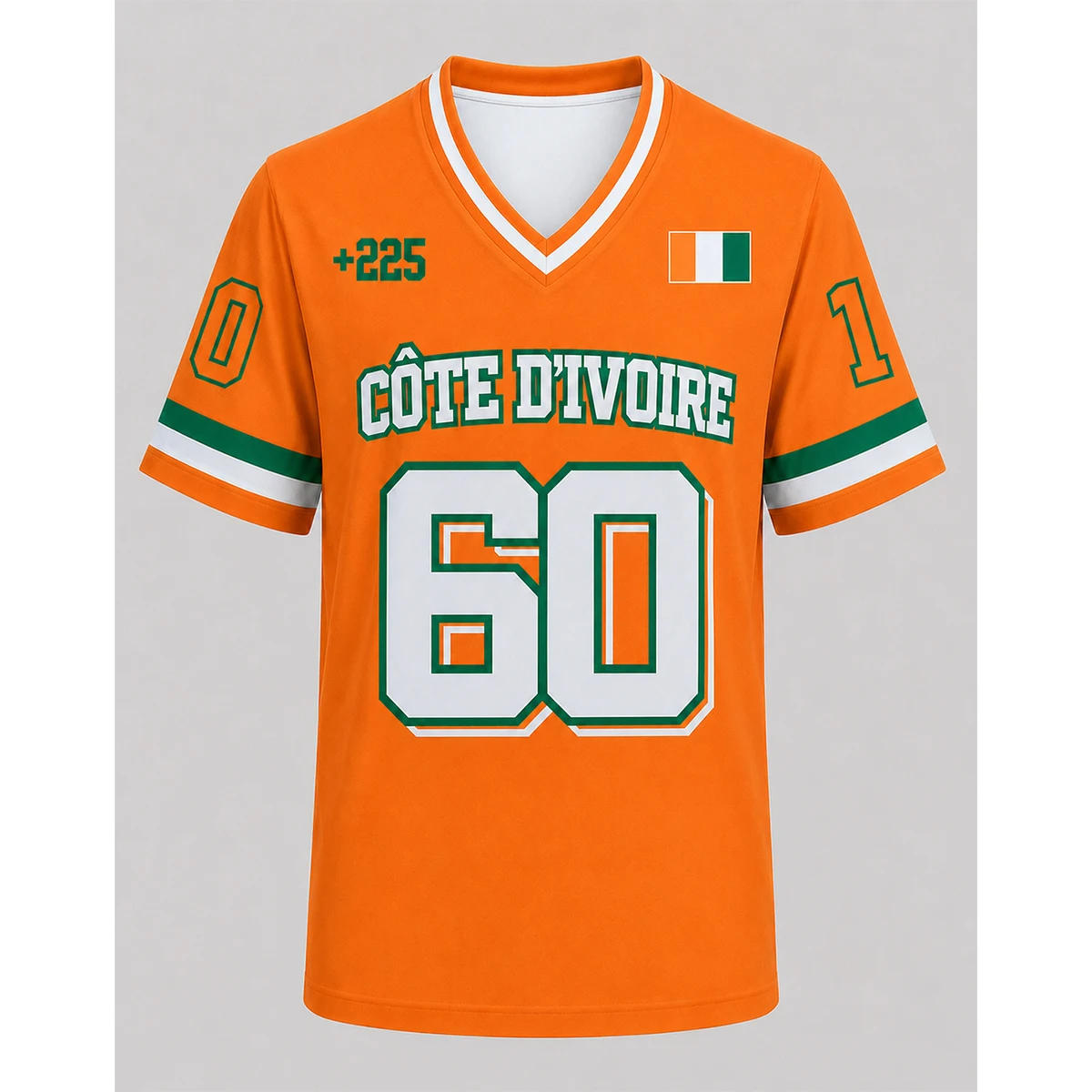 Men's Breathable Summer Sportswear, Ivory Coast V-Neck T-Shirt with Flag Print, Casual Holiday T-Shirt Top, Fashion Item