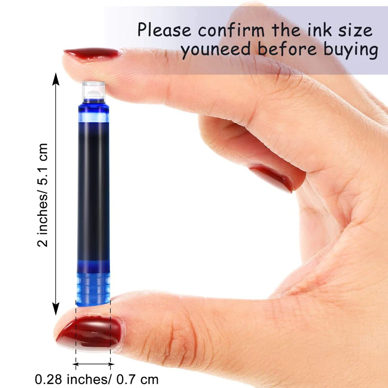 50pcs Fountain Pen Ink Cartridges Black Blue Red Color Set of 50 Refill Ink Cartridges 3.4 mm Bore Diameter High Quality