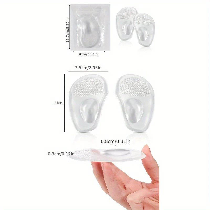 6 pieces of women's high heel half-size forefoot pads, high heel half-size insoles, thickened anti-slip transparent forefoot pad