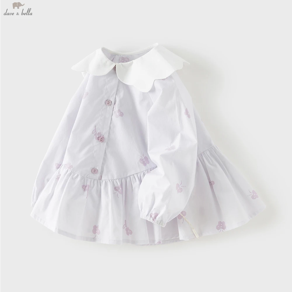 

Dave Bella Children's Spring Long Sleeve Shirt Girls Gentle Floral Blouse Tops Kids Elegant Cotton Top Party DB1260380