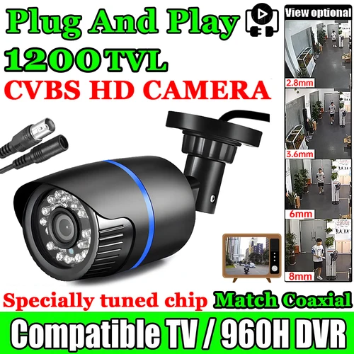 Imagen 1 del producto Real 1200TVL-Mini cámara de vigilancia de seguridad analógica Hd Cctv, Compatible con Tv en/al aire libre, impermeable Ip66, Color infrarrojo para el hogar