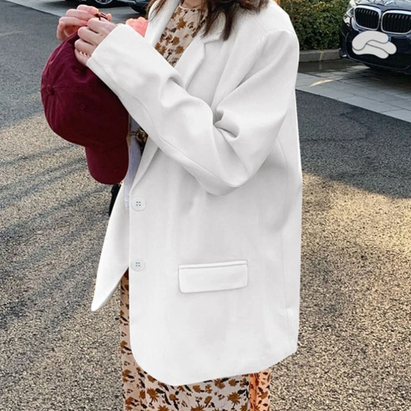 

2025 Women's Casual Slim Fit Blazer - Black & Khaki Short Jacket, Trendy Student Style, Long Sleeve Office/College Wear