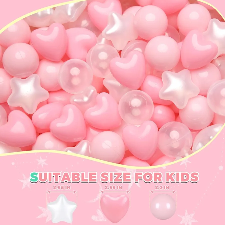 ลูกบอลพลาสติกสำหรับบ่อบอล รูปดาวและหัวใจ สำหรับเด็กเล็ก - 200 ลูก สำหรับความสนุกสนานในบ่อบอลและการเล่น