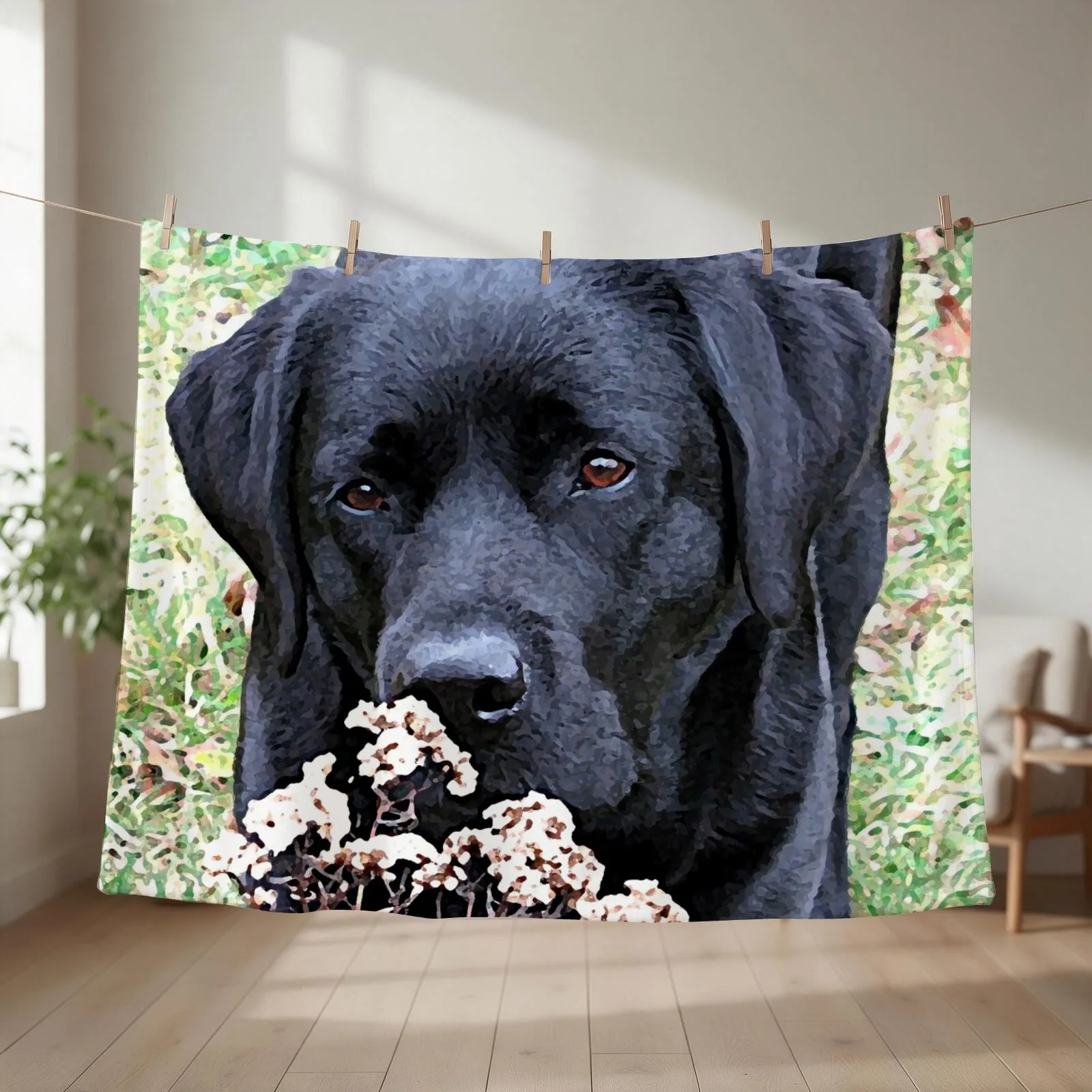 New Take Time - Black Labrador Throw Blanket couch cozy soft plush fuzzy picnic outdoor blanket