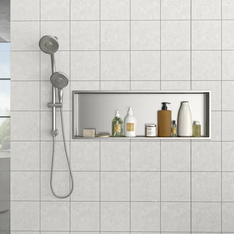 

37"x13" Stainless Steel Shower Niche - Brushed Nickel Finish, Wall-Mounted Storage Solution for Bathrooms, Ideal for Showers