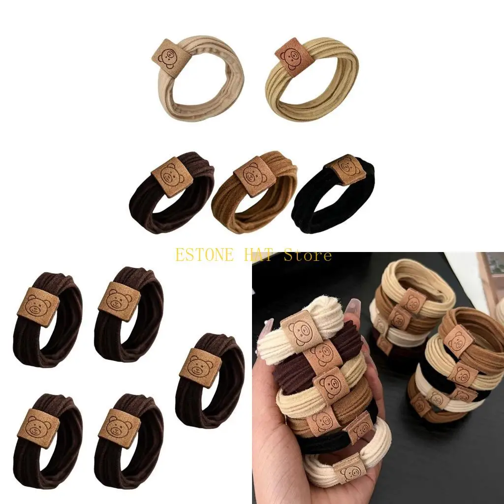 

49MF Assorted Color Hair Tie Simple Hair Rings Enchanting Scrunchies Bear