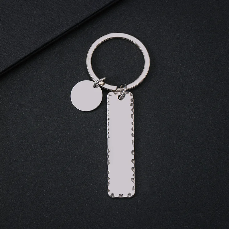 Custom Logo Keyring Personalized Name Number Pit Shaped Keychain Blank Rectangle With Circle Pendant Metal Key Chain