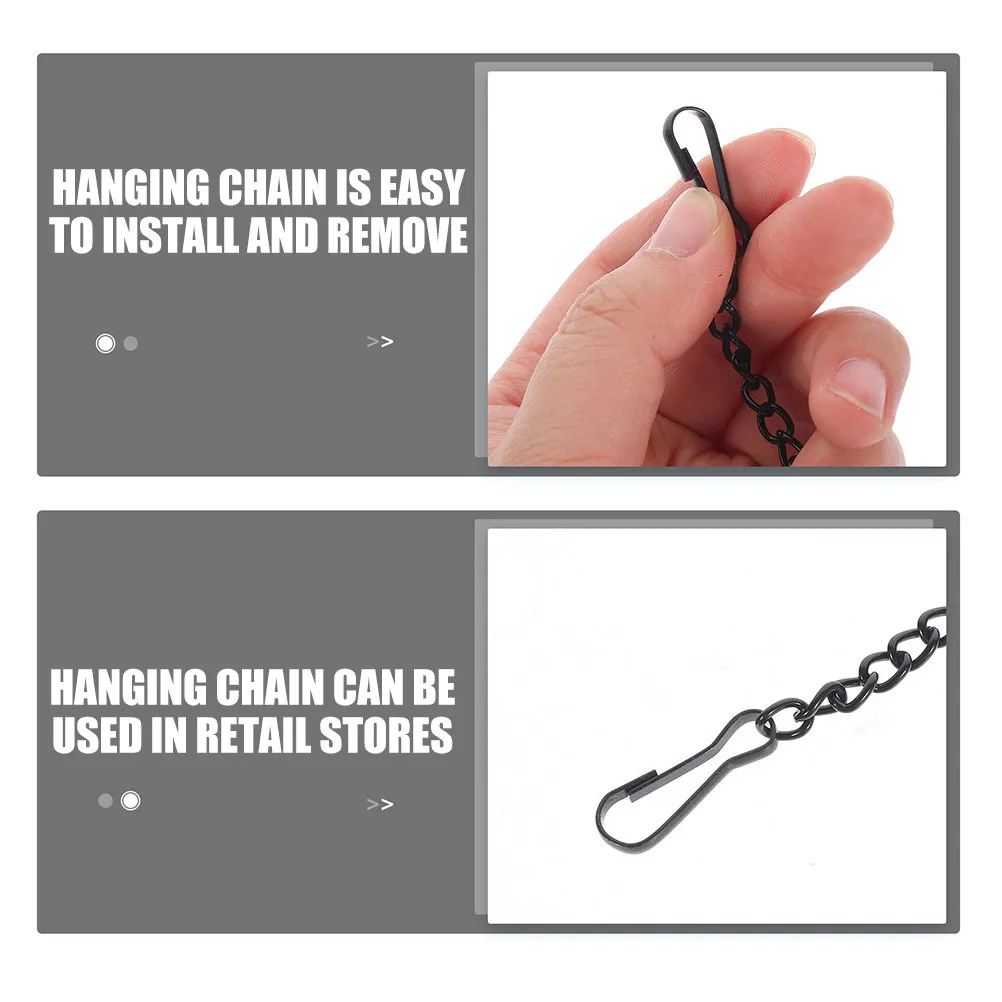 10Pcs Black Metal Hanging Chains with Hooks for Planters Posters Banners Advertising Signs Retail Cafe Restaurant Decor Elegance