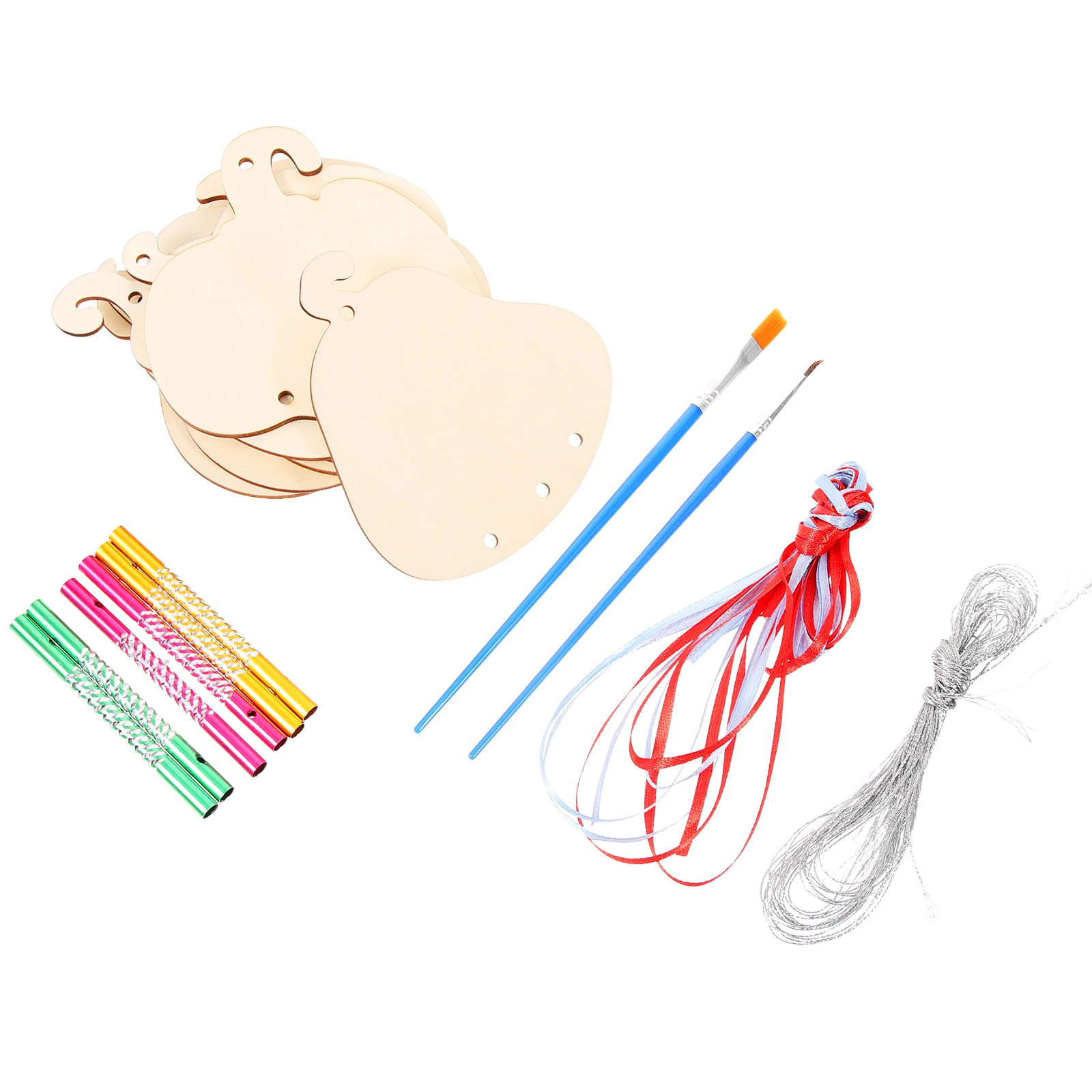 

1 Set Halloween Pumpkin Wind Chimes DIY Wooden Bell Craft Kit 9 Pumpkins 27 Tubes Paint Brush 8M Silver Wire Decor Accessories
