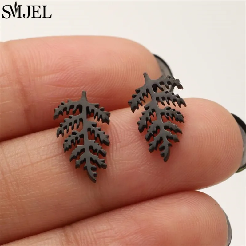 SMJEL Bohemian Christmas Tree Stud Earrings Women Summer Fashion Plant Jewelry Stainless Steel Leaves Accessories Bijoux