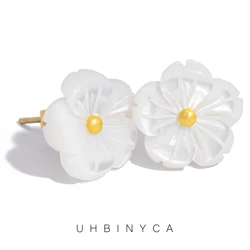 UHBINYCA Elegant Shell Flower Earrings for Women, High-quality Earrings Carved From Natural Shells