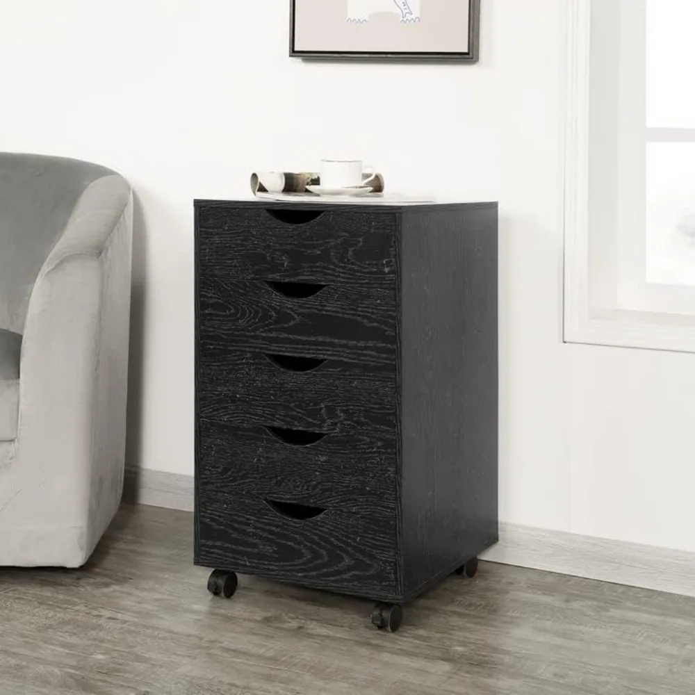 

5 Drawer Dresser for Bedroom Stylish Tall Dressers with Wheels Storage Shelves Small Dresser for Closet Makeup with
