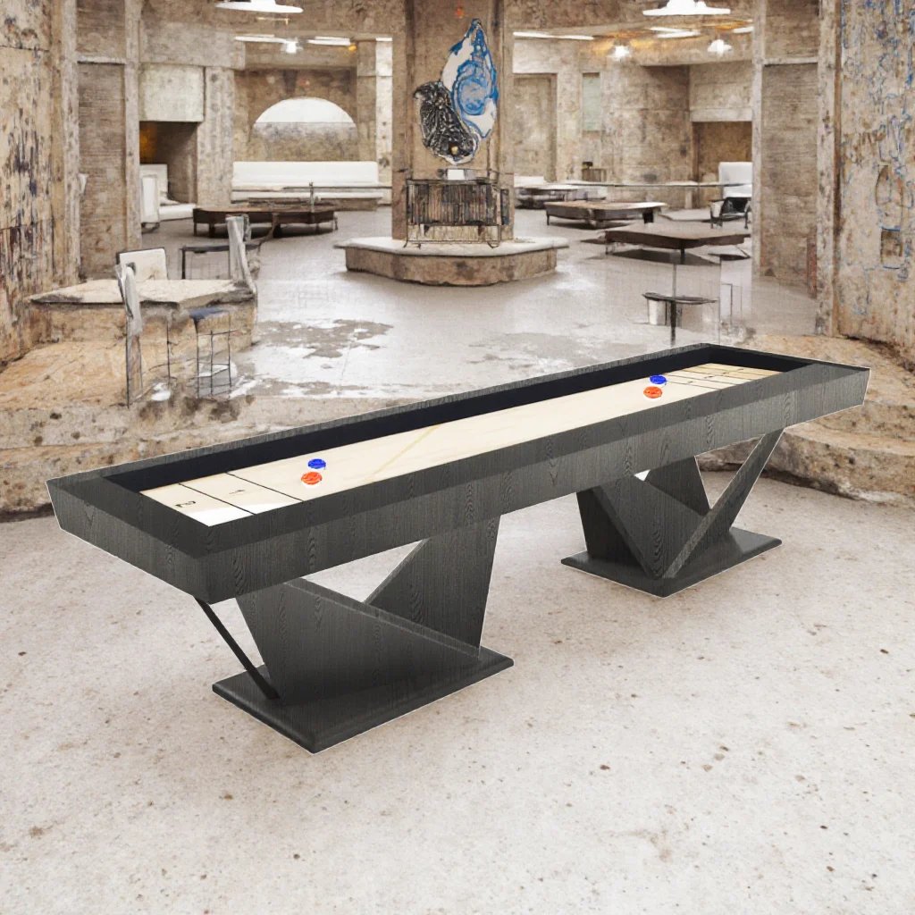 2026 Customized 9ft /12ft/14ft /16ft Solid Wood Shuffleboard Indoor Sports Table High-end Crystal Glass Shuffleboard Table for I