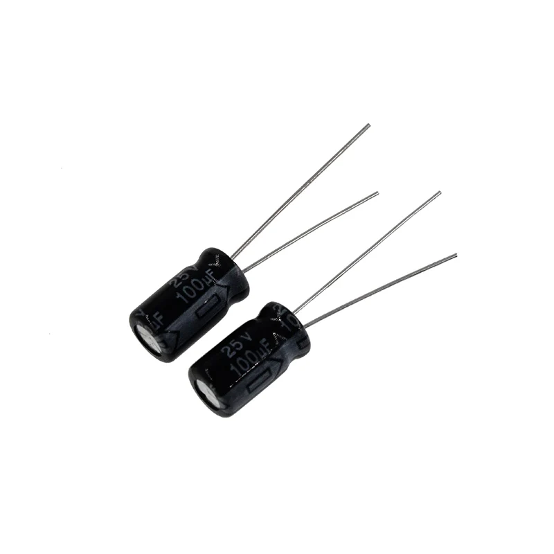 Imagem -04 - Capacitor Eletrolítico de Alumínio Radial 100uf 25 v 100mfd 25 Vdc wv 6x7 mm 100 Pcs