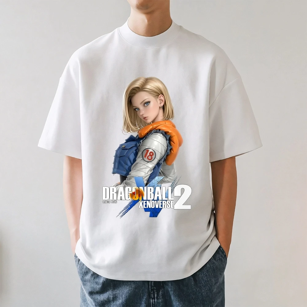 2026 New Dragon Ball Android 18 Japanese Style Classic Print T-shirt Short Sleeve T-shirt Men's and Women's T-shirt Men's Tops