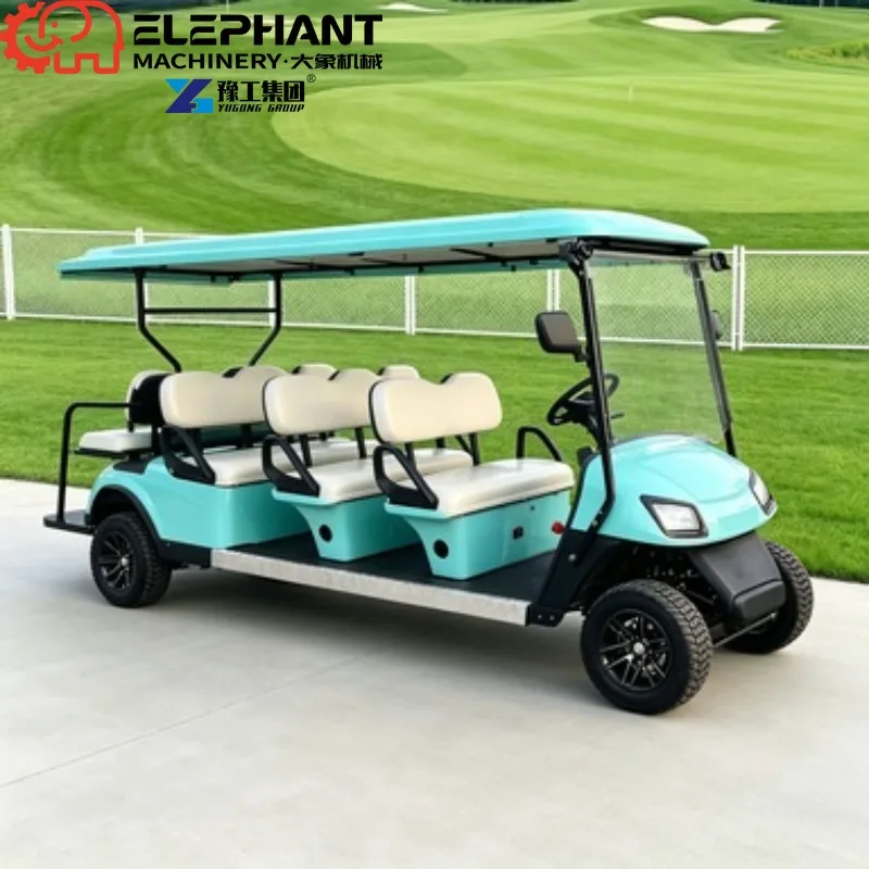 Electric Golf Cart, 8 Seater Waterproof Body Design Solar Panel Optional Resort Scenic Sightseeing Cart