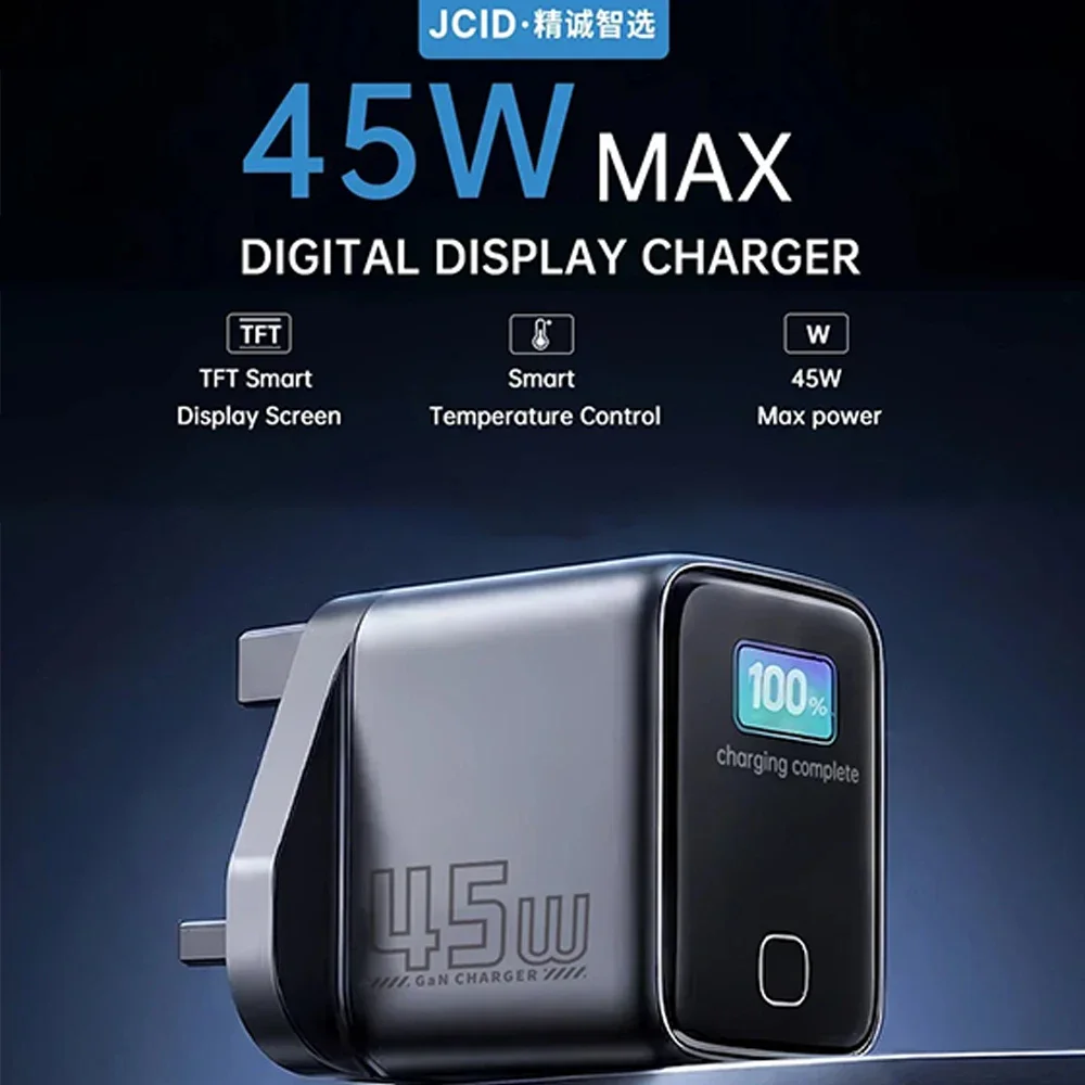 JCID 30/45/67W GaN Charger for Fast Charging of Phones and Tablets Multi-Device Compatibility Auto Shut-off Charging Tools