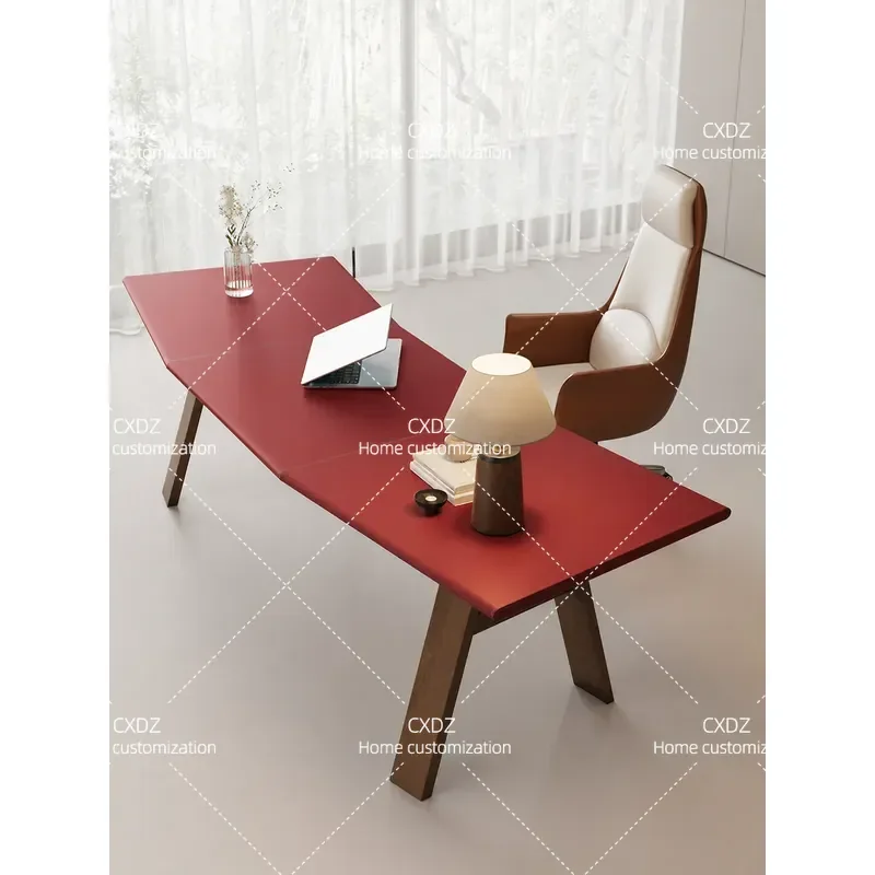 Ji Free Solid Wood Curved Boss Table Ladies Small Desk Single Desk Computer Desk Light Luxury Modern Premium Sense