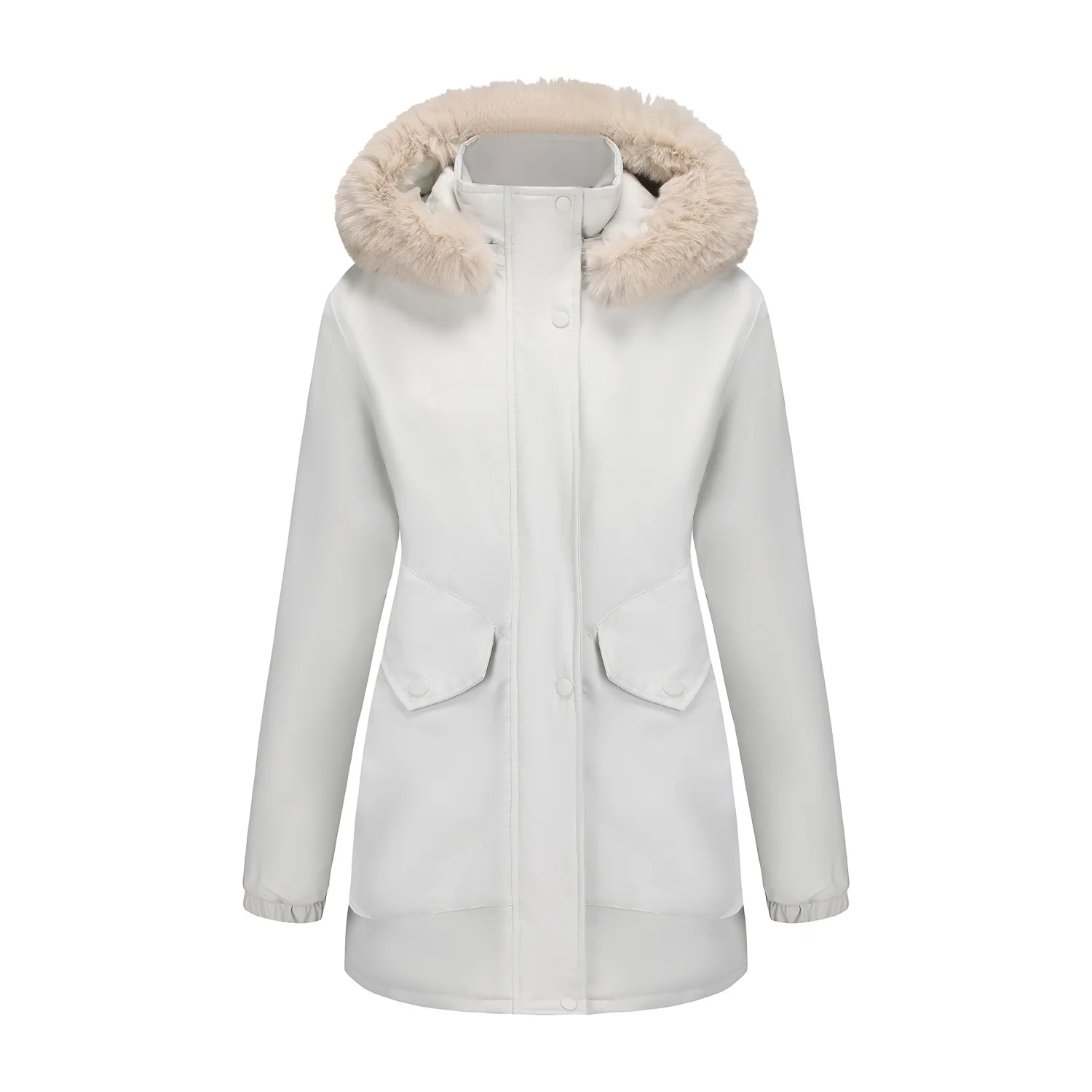 Vêtements décontractés à manches longues et col roulé, avec poches zippées, couleur unie, coupe cintrée, rembourrés en coton, 6 couleurs, mode automne/hiver