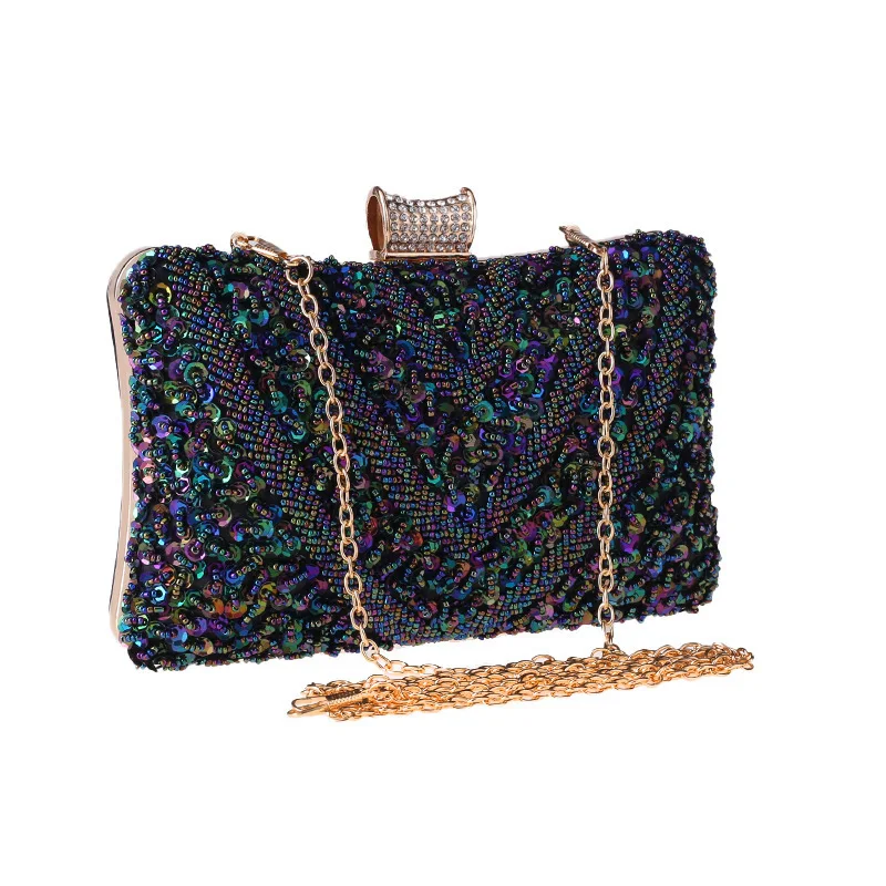 

Сумка для ужина, украшенная бриллиантами, женская модная сумка для вечеринок и банкетов, вечернее платье, маленькая квадратная сумка-клатч ручной работы с бисером, Bolso De Fiesta