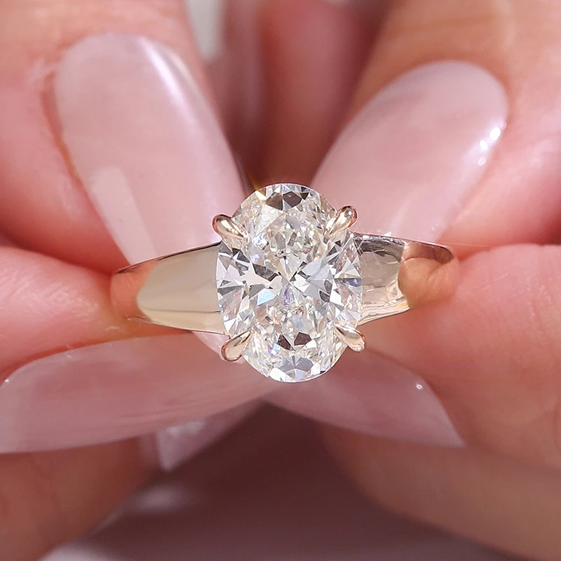 Provence vintage Solitaire Ring 2ct Oval Lab diamond wedding band Everyday ring cocktail ring Fashion Women Men Jewelry Gifts