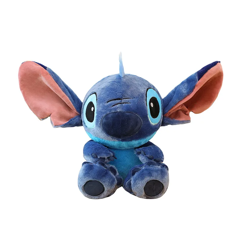 Urocza pluszowa zabawka Stitch siedzący na dużym stopy, wypchana lalka, słodki pluszak dla dzieci, prezent urodzinowy, miękka, przytulna poduszka, idealny przyjaciel.