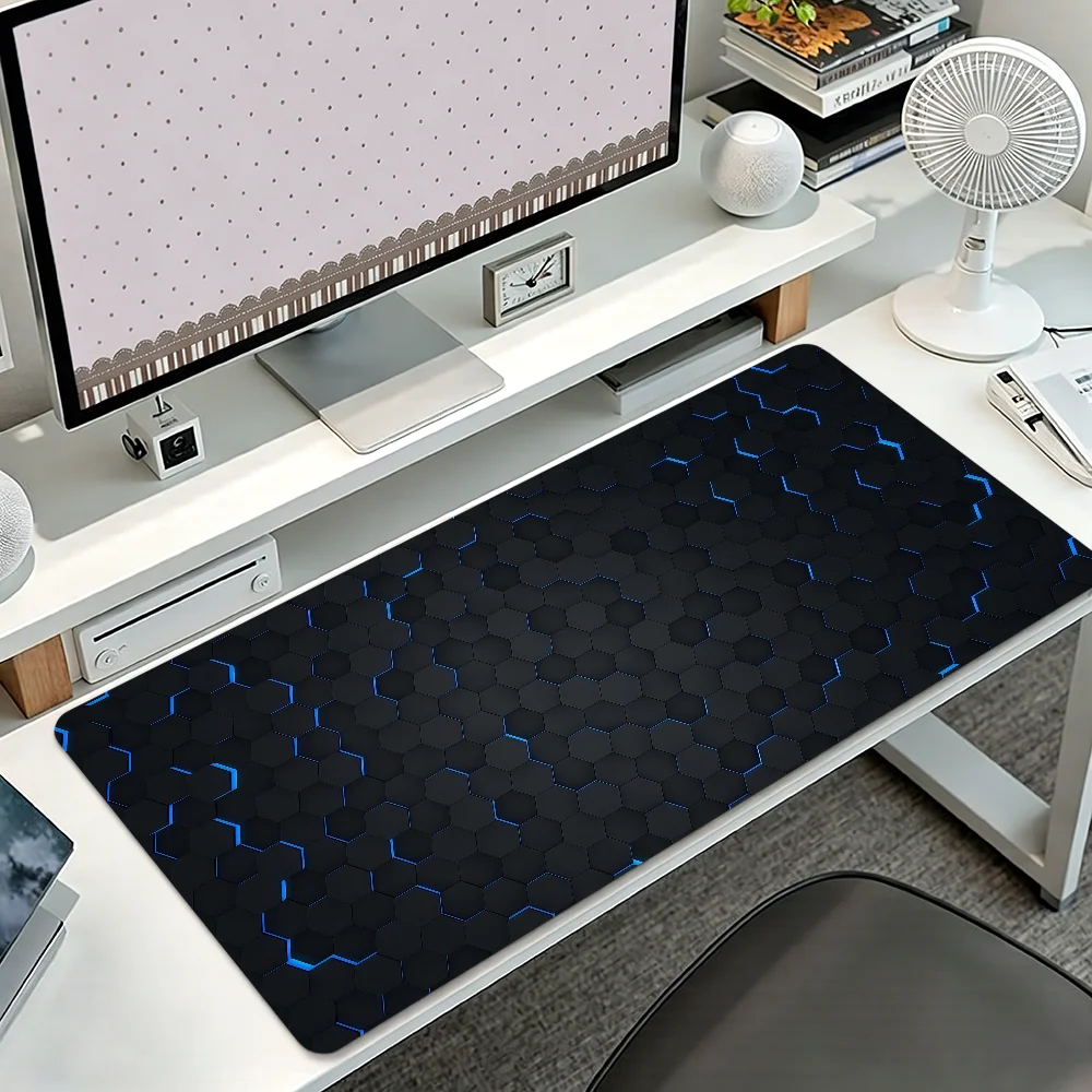 Geometric Honeycomb  Hexagon Blue Gradient Non-slip Thickened MousePad Student Gaming Cushion Large Writing Lockedge Office