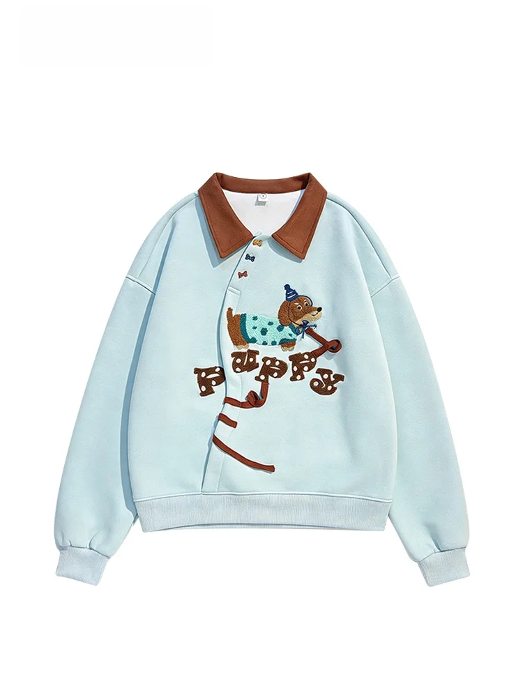 

plus Size Ne Long Sve Hoodie Women's Autumn Winter College Sle High End Feeling Top Trendy Polyester Cotton Blend