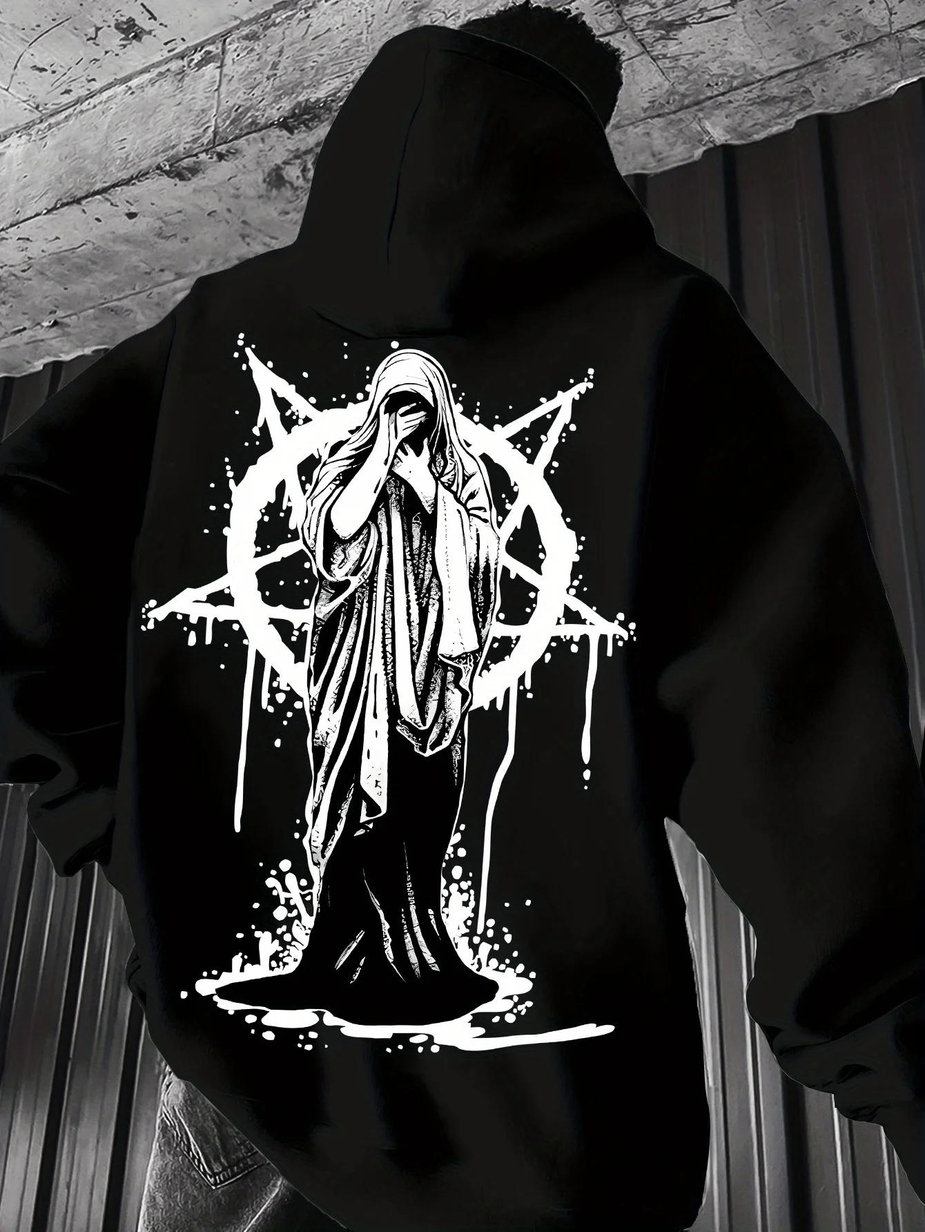 Gothic Okkult Print Hoodie für Herbst Winter Warm Unisex Pullover Sweatshirt