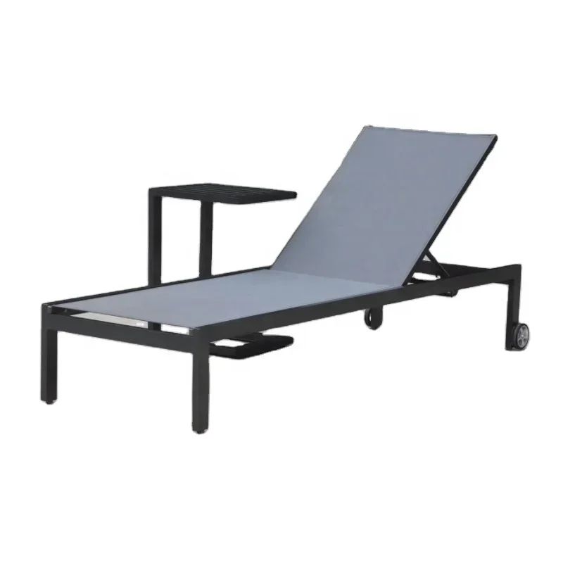 

2026 Mesh sling Aluminum Beach deck chair garden Sunbed Chaise Lounge swimming Pool Outdoor Sun Lounger with wheels