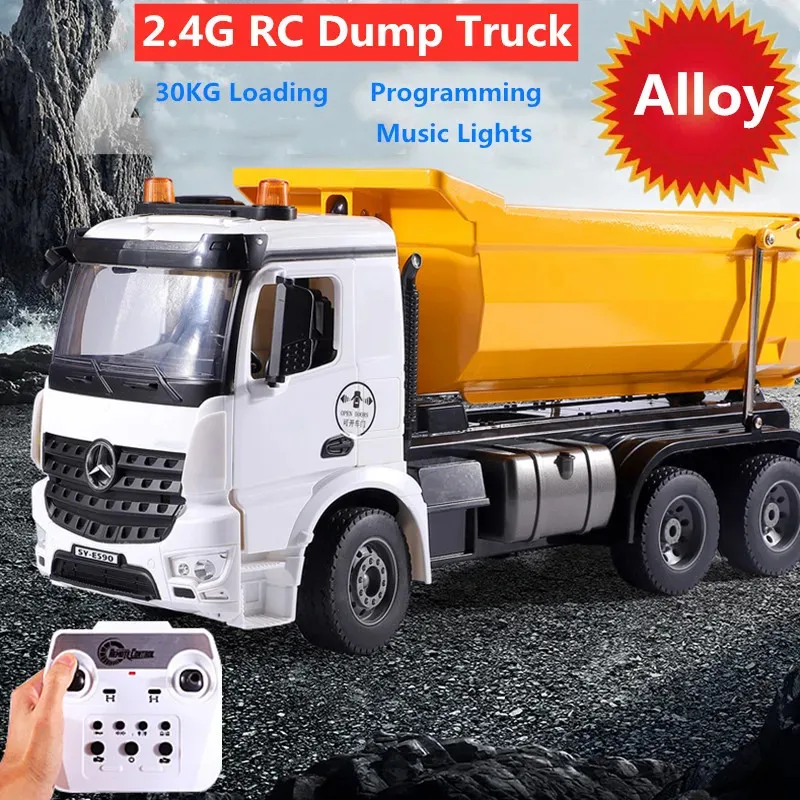 Large Heavy Wireless Remote Control Dump Truck Model 16CH Light Music Sound Demo Engineering Vehicle Alloy RC Car Truck Boy Gift