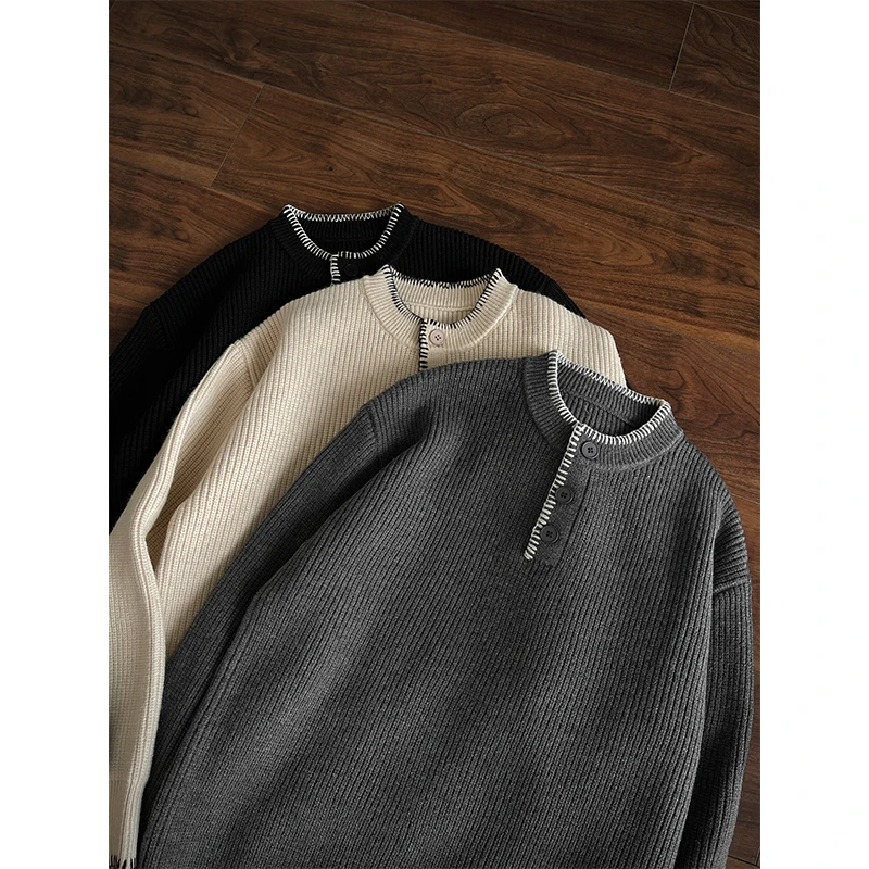 الشتاء سترة الرجال الدافئة موضة عادية بلوفر مغزول الرجال الكورية فضفاضة الجولة الرقبة طويلة الأكمام سترة رجالي البلوز الملابس