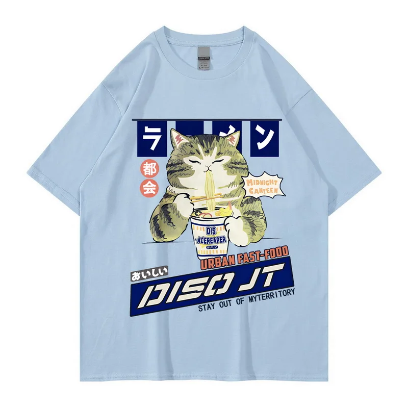 2022 Cat Men Hip Hop T Shirt Streetwear Harajuku T-Shirt Men Summer Short Sleeve Tshirt Loose Cotton Tees Tops