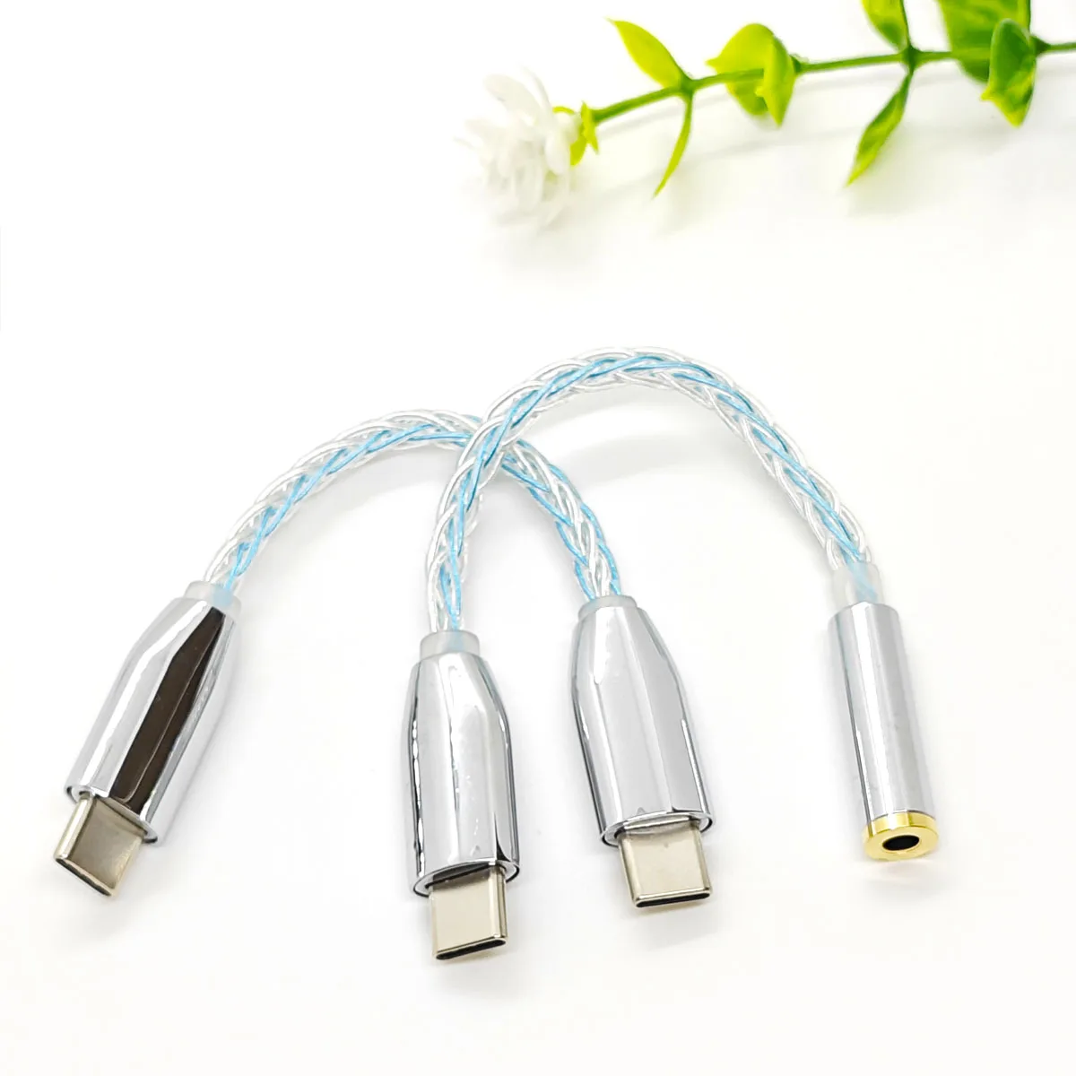 Copper silver mixed 8-core OCC Type-C to 2.5 3.5 4.4 female socket wiring cable Type-C to C lighting audio adapter