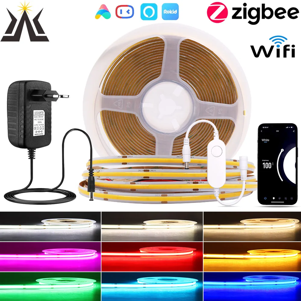 

Светодиодная лента Zigbee с регулятором ярсветильник, LED полоска с Wi-Fi и управлением голосом, 24 В постоянного тока