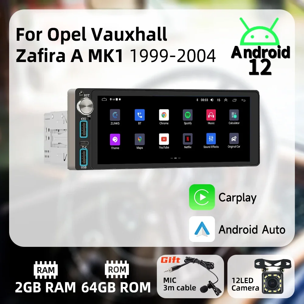 

Carplay 1Din Radio Android Car Multimedia for Opel Vauxhall Zafira A MK1 1999-2004 6.86" Screen Stereo Head Unit Autoradio GPS