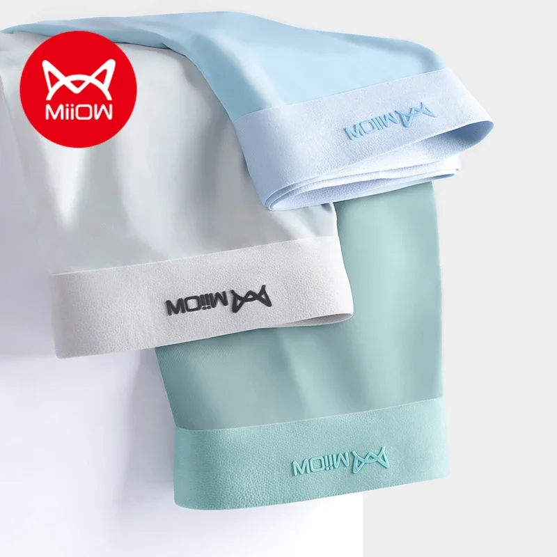 Miiow 3pcs Buz İpek Erkekler Boksör Seksi Erkekler Donanımları Grafen Antibakteriyel Erkek Külotu Nefes Alabbe Boksörler Bri Özet L-5XL