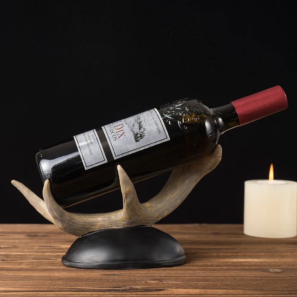 

2025 Antler Wine Holder - Resin Deer Horn Bottle Rack & Stopper Set - Unique Animal-Shaped Wine Accessory for target location