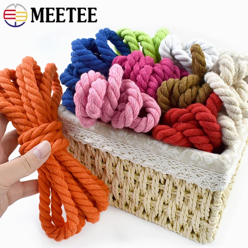 

5/10M 8mm 3 Shares Twisted Cotton Cords Macrame Rope for Bag Woven Braid Cord Decoration Drawstring Ropes DIY Sewing Accessories