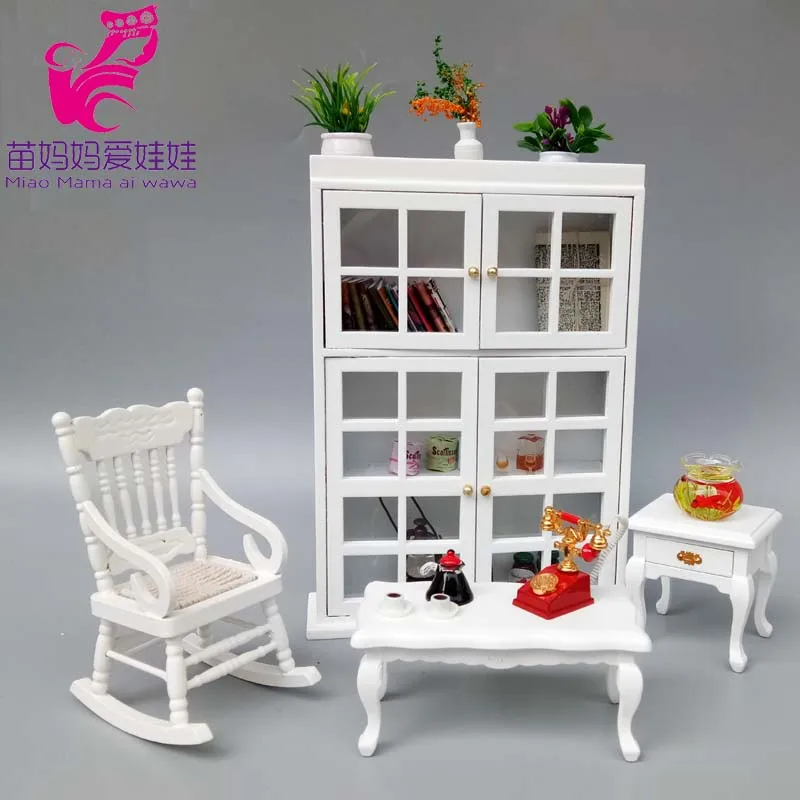 

Mini dollhouse table living room sofa stool rocking chair 1:12 doll house diy decoration furniture