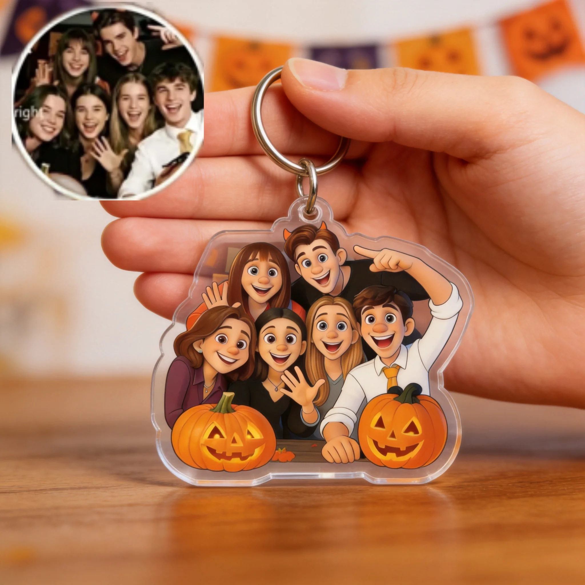 Personalization Custom Photo Keychain Cute Animated Backpack Pendant Transparent Acrylic Cartoon Celebrity Images Gifts