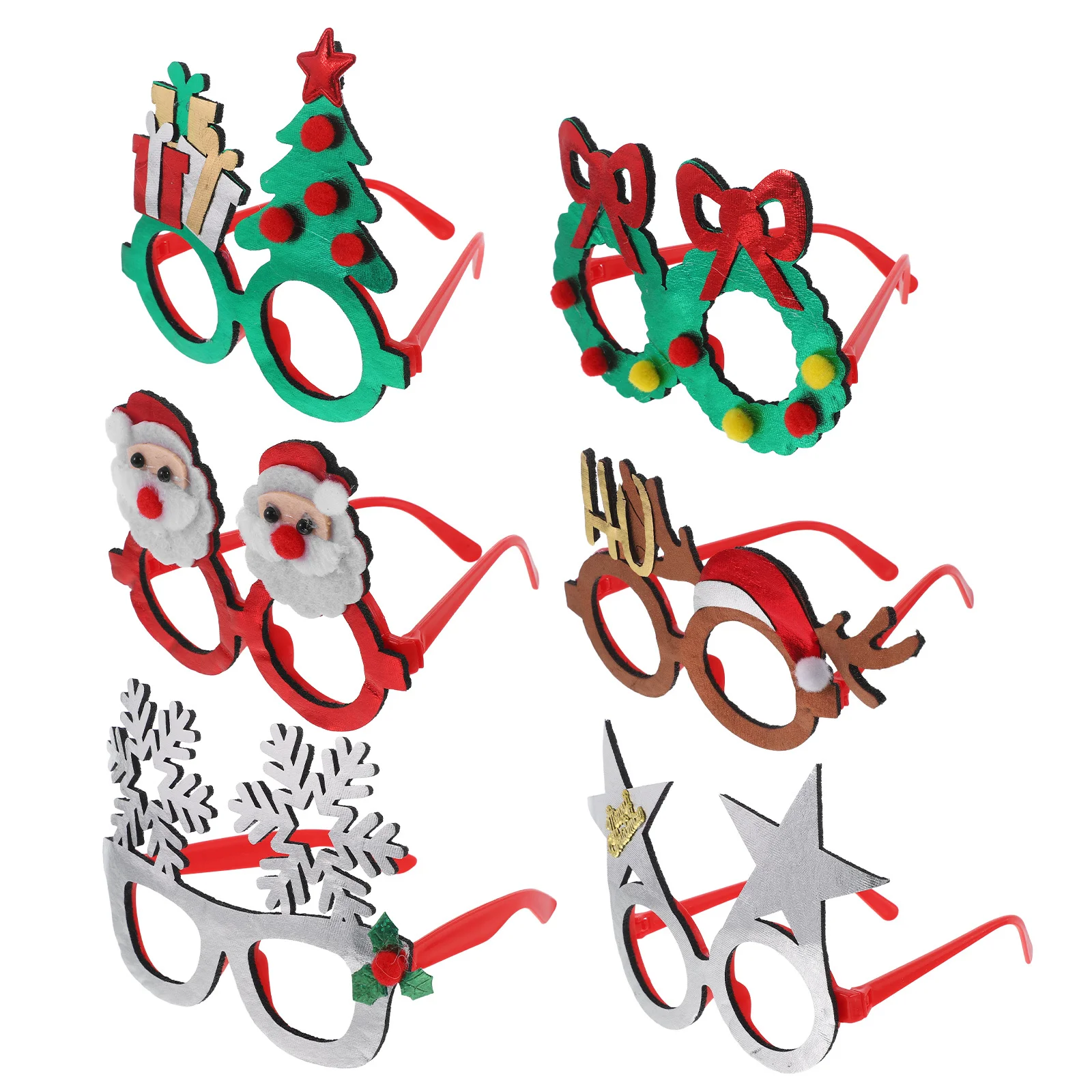 

6Pcs Christmas Eyewear Snowflake Star Glitter Frames Holiday Party Photo Props Xmas Costume Accessories Party Decoration Glasses