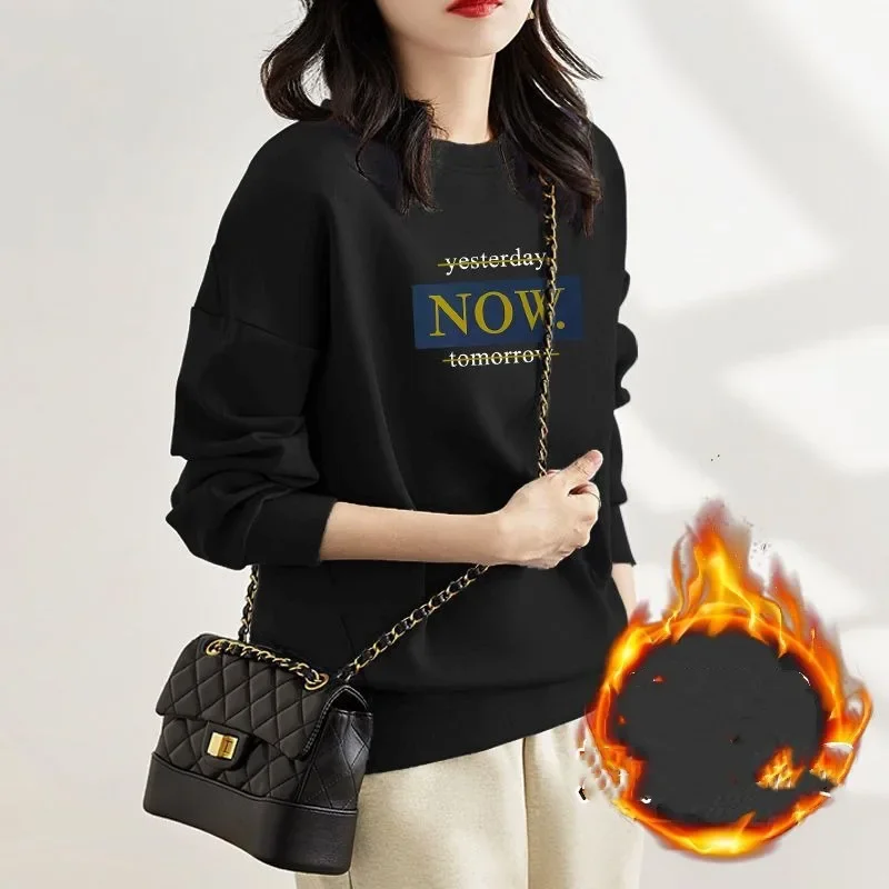 ผู้หญิงคอยาวแขนยาวหลวมHoodies Plusขนาดพิมพ์แฟชั่นคลาสสิกสบายๆเดินทางเสื้อXQ154